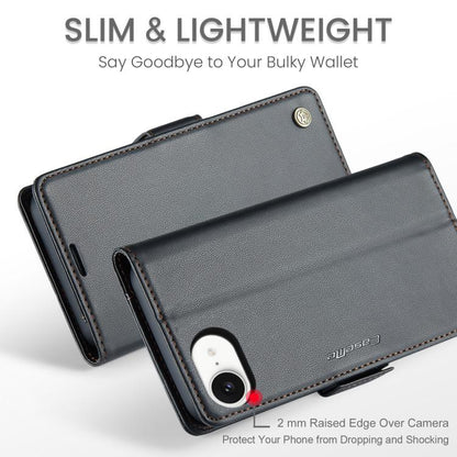 For iPhone 16e CaseMe 023 Butterfly Buckle Litchi Texture RFID Anti-theft Leather Phone Case(Black) - iPhone 16e Cases by CaseMe | Online Shopping UK | buy2fix