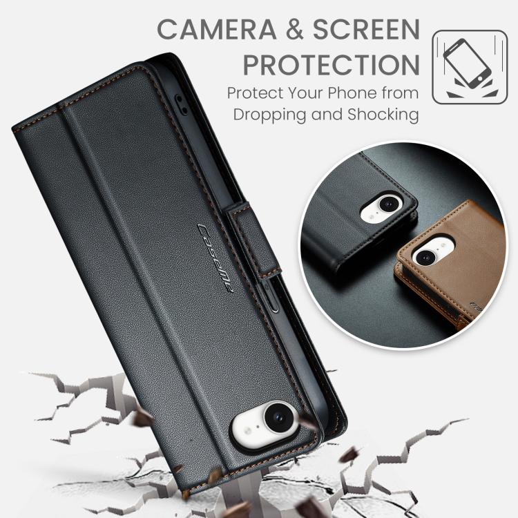 For iPhone 16e CaseMe 023 Butterfly Buckle Litchi Texture RFID Anti-theft Leather Phone Case(Black) - iPhone 16e Cases by CaseMe | Online Shopping UK | buy2fix