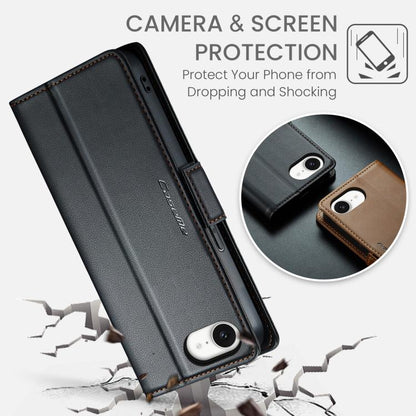 For iPhone 16e CaseMe 023 Butterfly Buckle Litchi Texture RFID Anti-theft Leather Phone Case(Black) - iPhone 16e Cases by CaseMe | Online Shopping UK | buy2fix