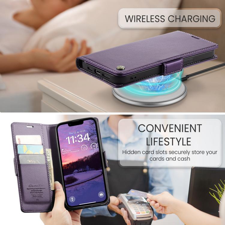 For iPhone 16e CaseMe 023 Butterfly Buckle Litchi Texture RFID Anti-theft Leather Phone Case(Purple) - iPhone 16e Cases by CaseMe | Online Shopping UK | buy2fix