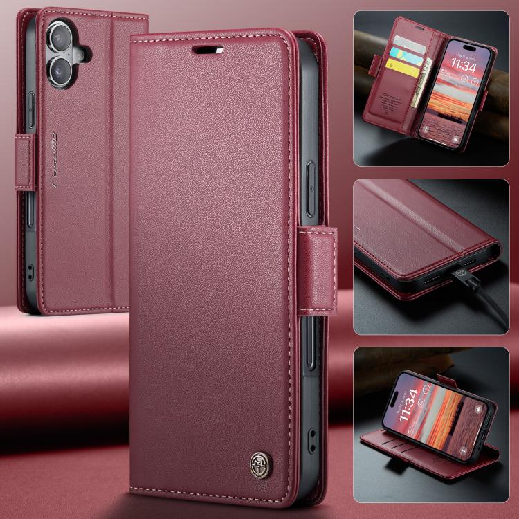 For iPhone 17 CaseMe 023 Butterfly Buckle Litchi Texture RFID Anti-theft Leather Phone Case(Red) - iPhone 17 Cases by CaseMe | Online Shopping UK | buy2fix