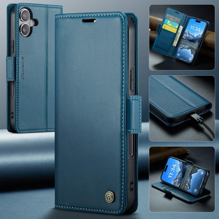 For iPhone 17 CaseMe 023 Butterfly Buckle Litchi Texture RFID Anti-theft Leather Phone Case(Blue) - iPhone 17 Cases by CaseMe | Online Shopping UK | buy2fix