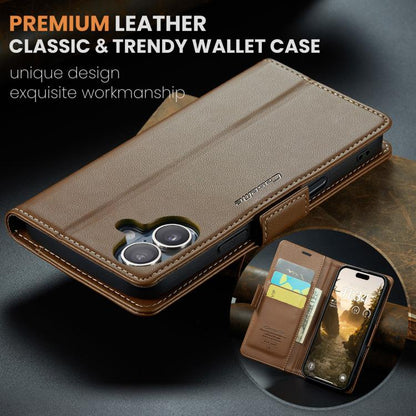For iPhone 17 CaseMe 023 Butterfly Buckle Litchi Texture RFID Anti-theft Leather Phone Case(Brown) - iPhone 17 Cases by CaseMe | Online Shopping UK | buy2fix
