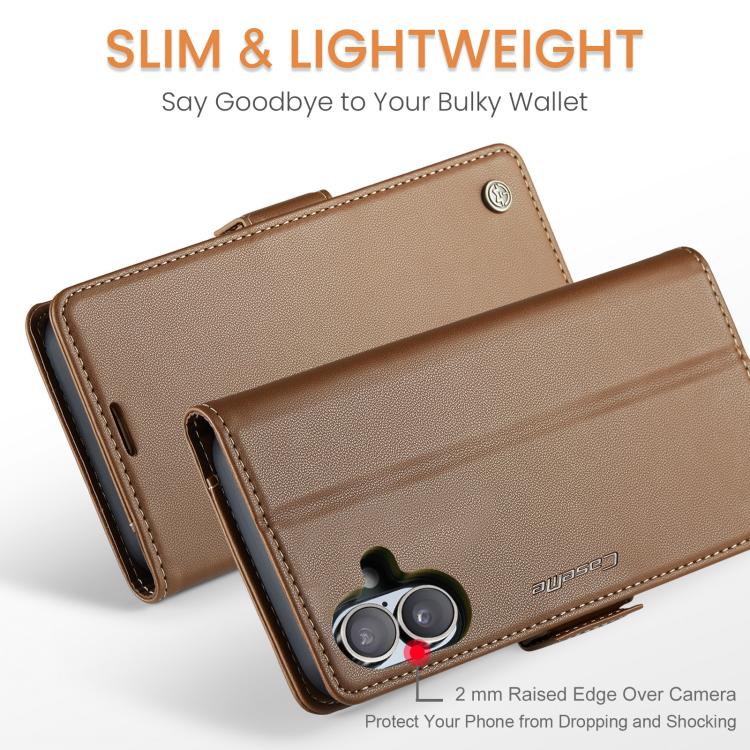 For iPhone 17 CaseMe 023 Butterfly Buckle Litchi Texture RFID Anti-theft Leather Phone Case(Brown) - iPhone 17 Cases by CaseMe | Online Shopping UK | buy2fix