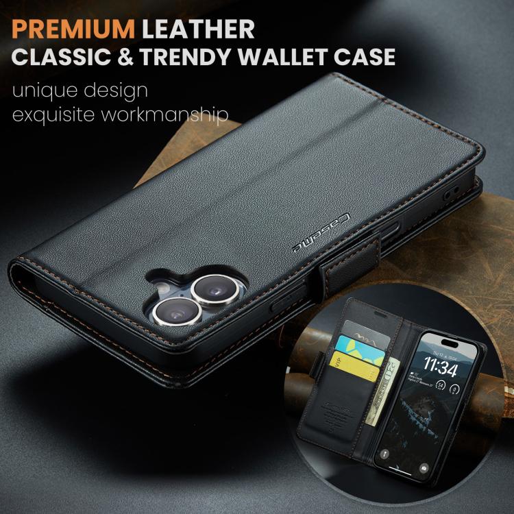 For iPhone 17 CaseMe 023 Butterfly Buckle Litchi Texture RFID Anti-theft Leather Phone Case(Black) - iPhone 17 Cases by CaseMe | Online Shopping UK | buy2fix