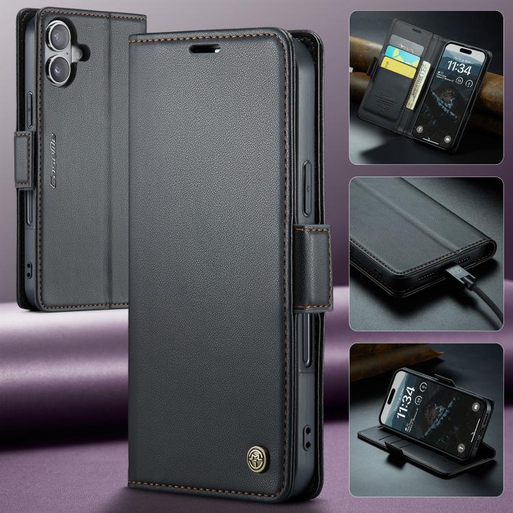 For iPhone 17 CaseMe 023 Butterfly Buckle Litchi Texture RFID Anti-theft Leather Phone Case(Black) - iPhone 17 Cases by CaseMe | Online Shopping UK | buy2fix
