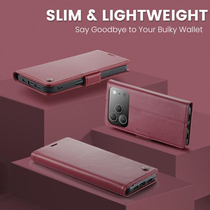 For iPhone 17 Pro Max CaseMe 023 Butterfly Buckle Litchi Texture RFID Anti-theft Leather Phone Case(Red) - iPhone 17 Pro Max Cases by CaseMe | Online Shopping UK | buy2fix