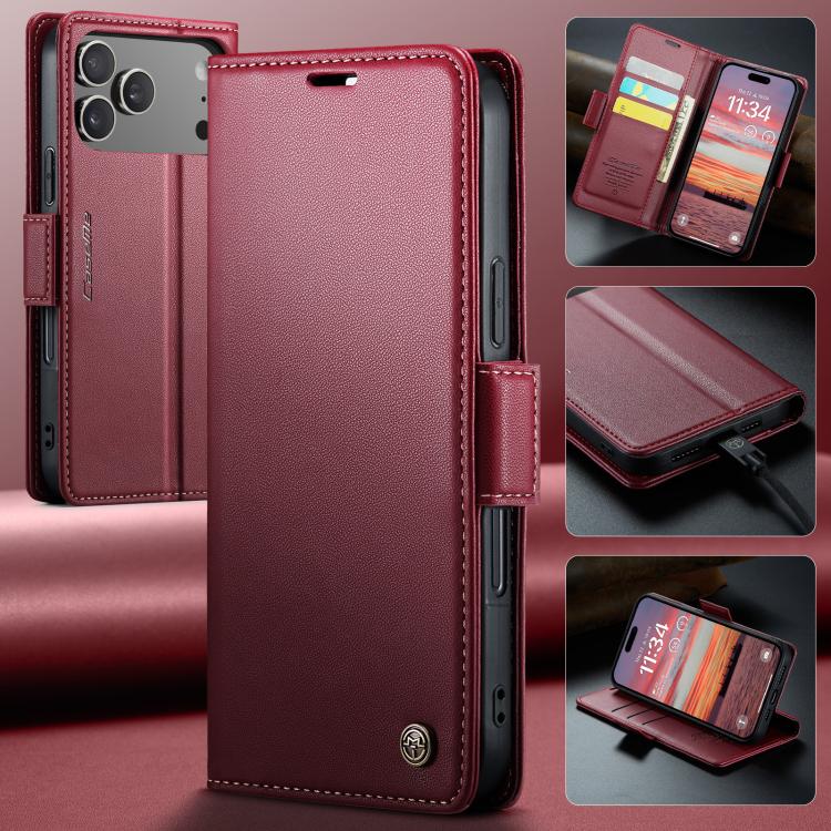 For iPhone 17 Pro Max CaseMe 023 Butterfly Buckle Litchi Texture RFID Anti-theft Leather Phone Case(Red) - iPhone 17 Pro Max Cases by CaseMe | Online Shopping UK | buy2fix