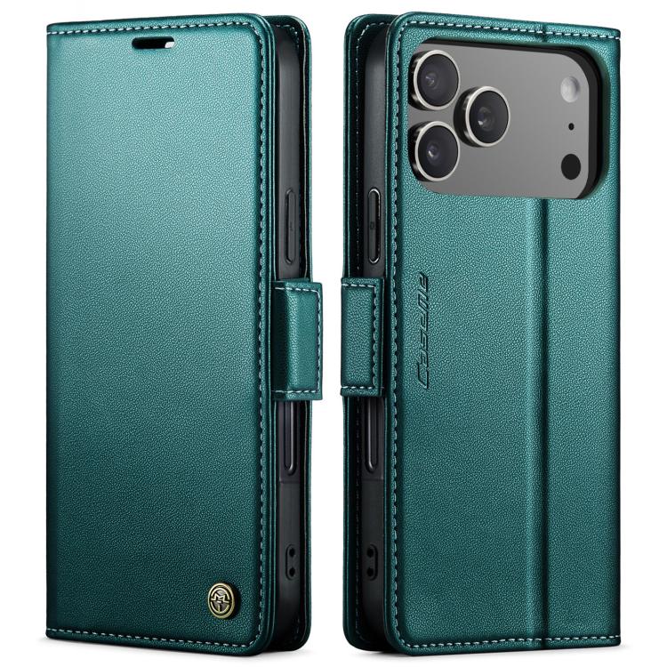 For iPhone 17 Pro Max CaseMe 023 Butterfly Buckle Litchi Texture RFID Anti-theft Leather Phone Case(Green) - iPhone 17 Pro Max Cases by CaseMe | Online Shopping UK | buy2fix