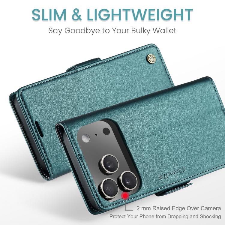 For iPhone 17 Pro Max CaseMe 023 Butterfly Buckle Litchi Texture RFID Anti-theft Leather Phone Case(Green) - iPhone 17 Pro Max Cases by CaseMe | Online Shopping UK | buy2fix