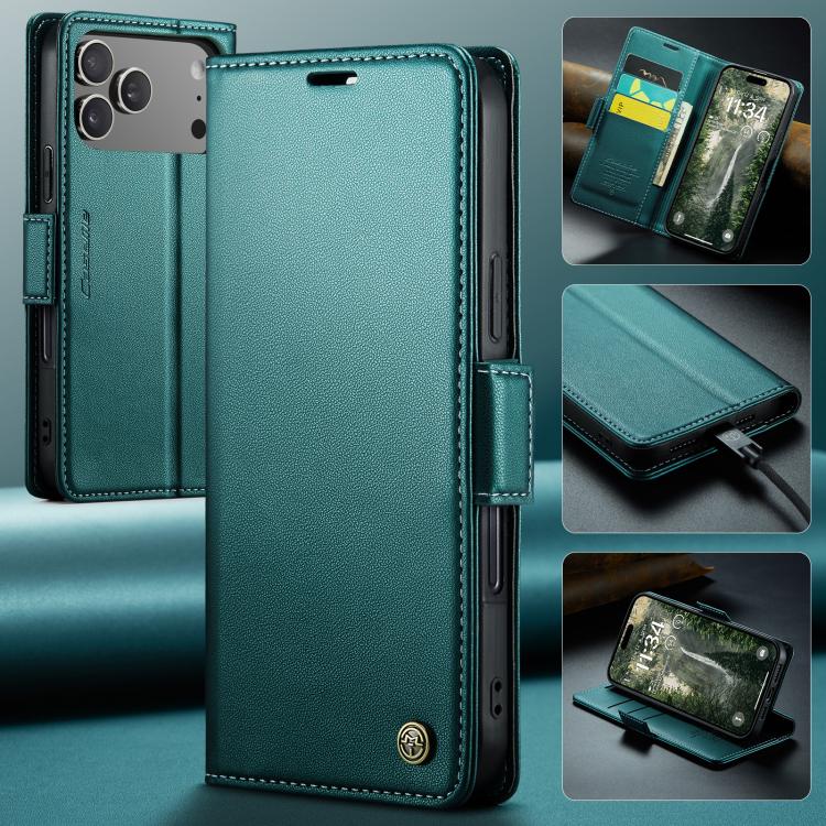 For iPhone 17 Pro Max CaseMe 023 Butterfly Buckle Litchi Texture RFID Anti-theft Leather Phone Case(Green) - iPhone 17 Pro Max Cases by CaseMe | Online Shopping UK | buy2fix