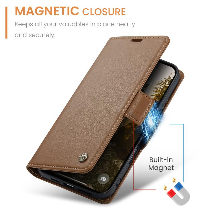 For iPhone 17 Pro Max CaseMe 023 Butterfly Buckle Litchi Texture RFID Anti-theft Leather Phone Case(Brown) - iPhone 17 Pro Max Cases by CaseMe | Online Shopping UK | buy2fix