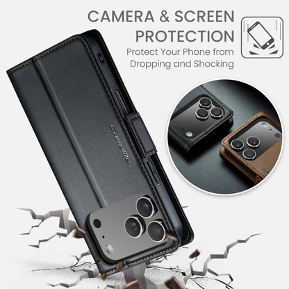 For iPhone 17 Pro Max CaseMe 023 Butterfly Buckle Litchi Texture RFID Anti-theft Leather Phone Case(Black) - iPhone 17 Pro Max Cases by CaseMe | Online Shopping UK | buy2fix