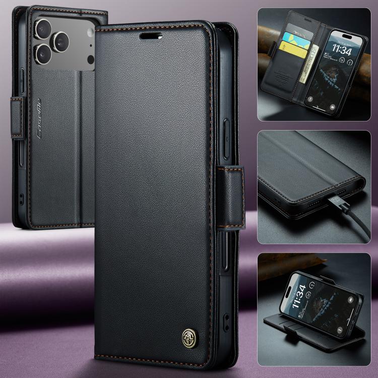 For iPhone 17 Pro Max CaseMe 023 Butterfly Buckle Litchi Texture RFID Anti-theft Leather Phone Case(Black) - iPhone 17 Pro Max Cases by CaseMe | Online Shopping UK | buy2fix