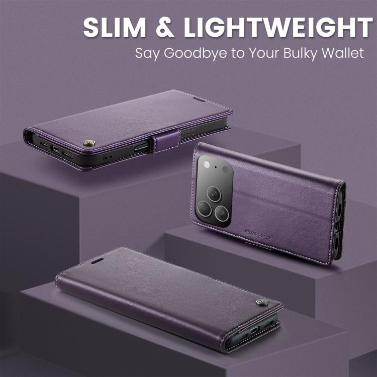 For iPhone 17 Pro Max CaseMe 023 Butterfly Buckle Litchi Texture RFID Anti-theft Leather Phone Case(Purple) - iPhone 17 Pro Max Cases by CaseMe | Online Shopping UK | buy2fix