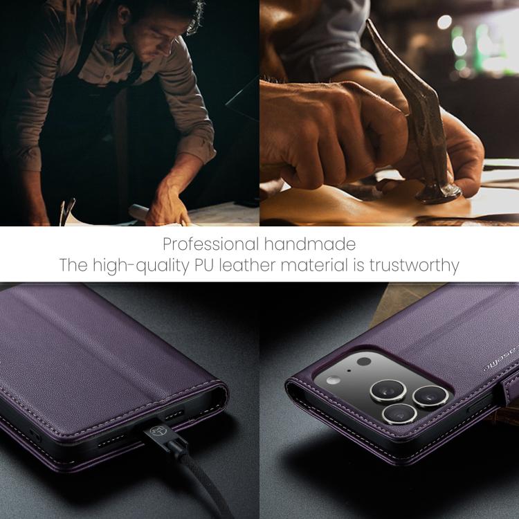 For iPhone 17 Pro Max CaseMe 023 Butterfly Buckle Litchi Texture RFID Anti-theft Leather Phone Case(Purple) - iPhone 17 Pro Max Cases by CaseMe | Online Shopping UK | buy2fix