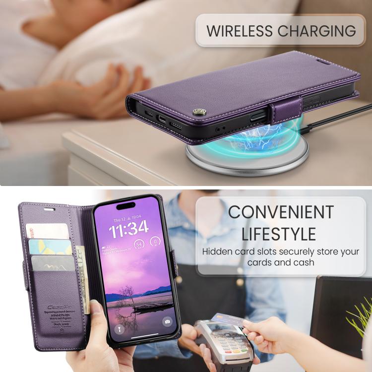 For iPhone 17 Pro Max CaseMe 023 Butterfly Buckle Litchi Texture RFID Anti-theft Leather Phone Case(Purple) - iPhone 17 Pro Max Cases by CaseMe | Online Shopping UK | buy2fix