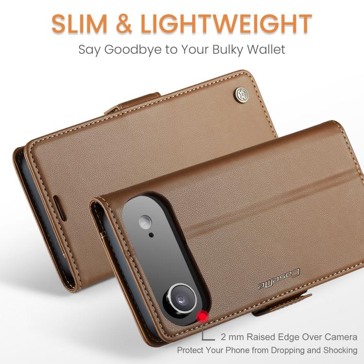 For iPhone 17 Air CaseMe 023 Butterfly Buckle Litchi Texture RFID Anti-theft Leather Phone Case(Brown) - iPhone 17 Air Cases by CaseMe | Online Shopping UK | buy2fix