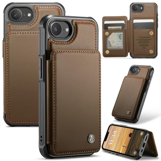 For iPhone 17e / 16e CaseMe C22 Card Slots Holder RFID Anti-theft Phone Case(Brown)