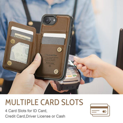 For iPhone 16e CaseMe C22 Card Slots Holder RFID Anti-theft Phone Case(Brown) - iPhone 16e Cases by CaseMe | Online Shopping UK | buy2fix