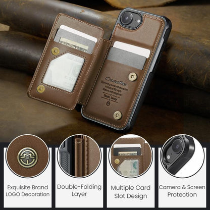 For iPhone 16e CaseMe C22 Card Slots Holder RFID Anti-theft Phone Case(Brown) - iPhone 16e Cases by CaseMe | Online Shopping UK | buy2fix