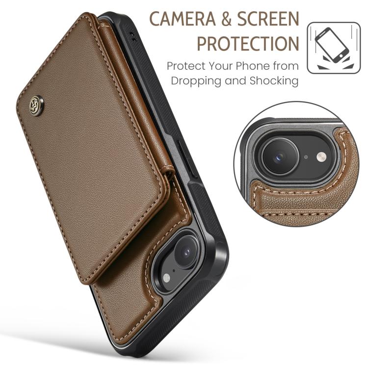 For iPhone 16e CaseMe C22 Card Slots Holder RFID Anti-theft Phone Case(Brown) - iPhone 16e Cases by CaseMe | Online Shopping UK | buy2fix