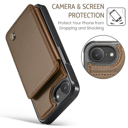 For iPhone 16e CaseMe C22 Card Slots Holder RFID Anti-theft Phone Case(Brown) - iPhone 16e Cases by CaseMe | Online Shopping UK | buy2fix