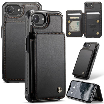 For iPhone 16e CaseMe C22 Card Slots Holder RFID Anti-theft Phone Case(Black) - iPhone 16e Cases by CaseMe | Online Shopping UK | buy2fix