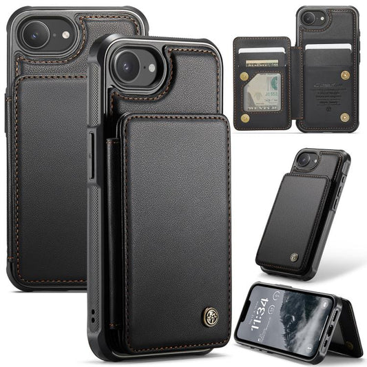 For iPhone 16e CaseMe C22 Card Slots Holder RFID Anti-theft Phone Case(Black) - iPhone 16e Cases by CaseMe | Online Shopping UK | buy2fix