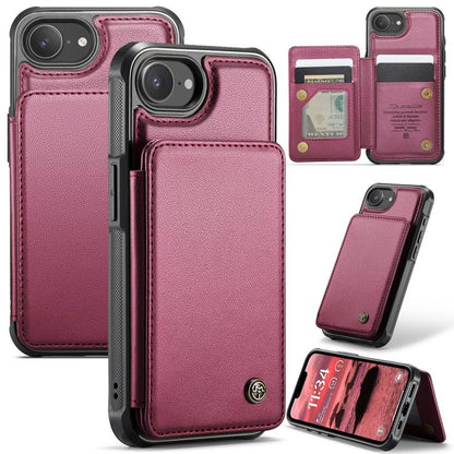 For iPhone 16e CaseMe C22 Card Slots Holder RFID Anti-theft Phone Case(Red) - iPhone 16e Cases by CaseMe | Online Shopping UK | buy2fix