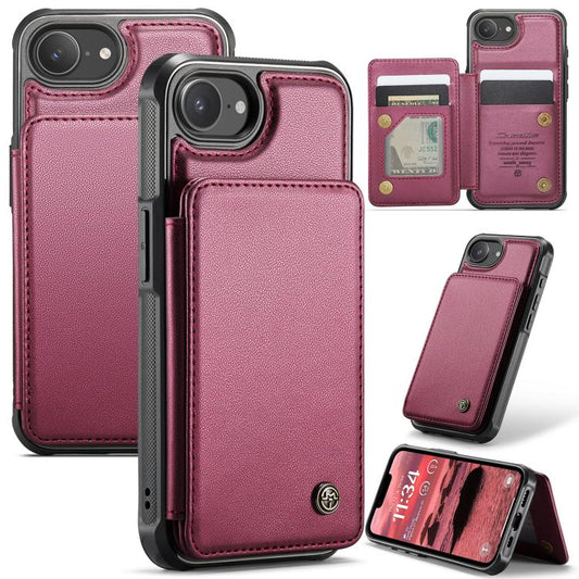 For iPhone 16e CaseMe C22 Card Slots Holder RFID Anti-theft Phone Case(Red) - iPhone 16e Cases by CaseMe | Online Shopping UK | buy2fix