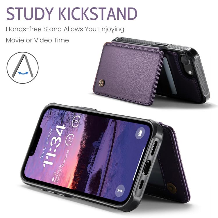For iPhone 16e CaseMe C22 Card Slots Holder RFID Anti-theft Phone Case(Purple) - iPhone 16e Cases by CaseMe | Online Shopping UK | buy2fix