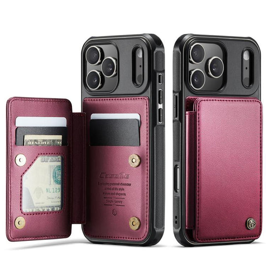For iPhone 17 Pro Max CaseMe C22 Card Slots Holder RFID Anti-theft Phone Case(Red)