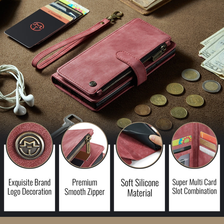 For iPhone 16 Pro CaseMe C30 Card Slots Zipper Wallet Leather Phone Case(Red) - iPhone 16 Pro Cases by CaseMe | Online Shopping UK | buy2fix