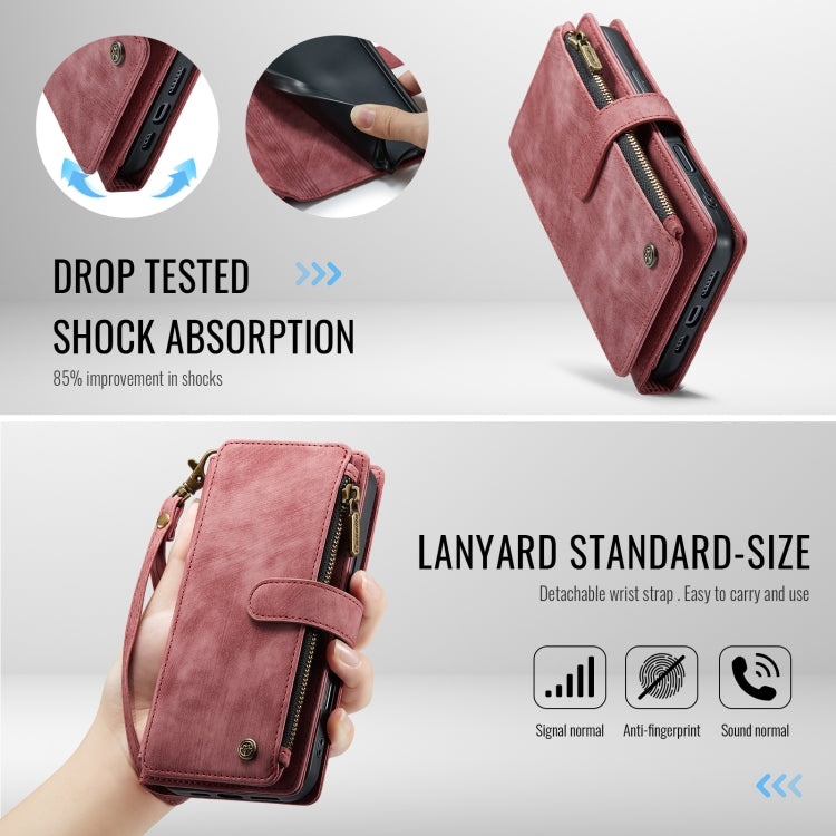 For iPhone 16 Pro CaseMe C30 Card Slots Zipper Wallet Leather Phone Case(Red) - iPhone 16 Pro Cases by CaseMe | Online Shopping UK | buy2fix