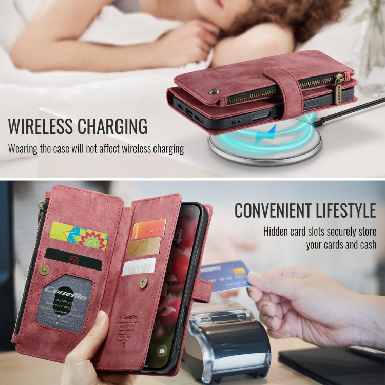 For iPhone 16 Pro CaseMe C30 Card Slots Zipper Wallet Leather Phone Case(Red) - iPhone 16 Pro Cases by CaseMe | Online Shopping UK | buy2fix