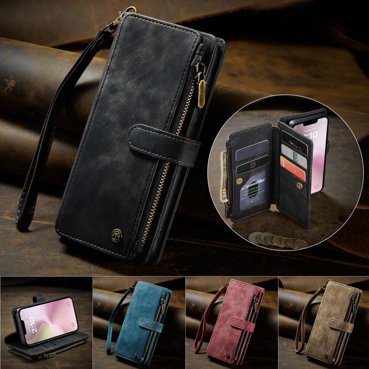 For iPhone 16e CaseMe C30 Card Slots Zipper Wallet Leather Phone Case(Black) - iPhone 16e Cases by CaseMe | Online Shopping UK | buy2fix