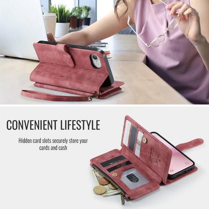 For iPhone 16e CaseMe C30 Card Slots Zipper Wallet Leather Phone Case(Red) - iPhone 16e Cases by CaseMe | Online Shopping UK | buy2fix