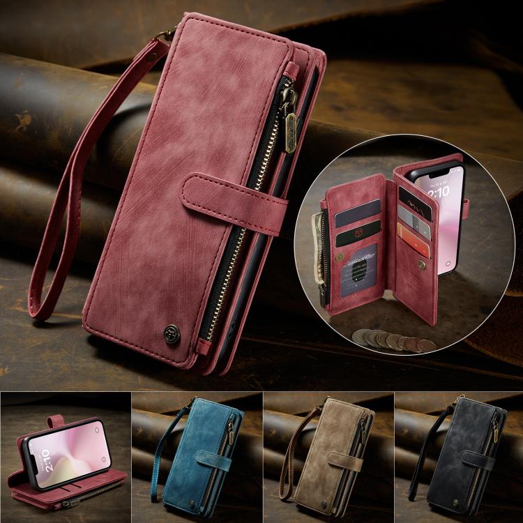 For iPhone 16e CaseMe C30 Card Slots Zipper Wallet Leather Phone Case(Red) - iPhone 16e Cases by CaseMe | Online Shopping UK | buy2fix