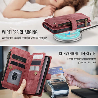 For iPhone 16e CaseMe C30 Card Slots Zipper Wallet Leather Phone Case(Red) - iPhone 16e Cases by CaseMe | Online Shopping UK | buy2fix