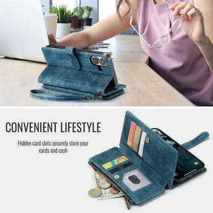 For iPhone 17 CaseMe C30 Card Slots Zipper Wallet Leather Phone Case(Blue) - iPhone 17 Cases by CaseMe | Online Shopping UK | buy2fix
