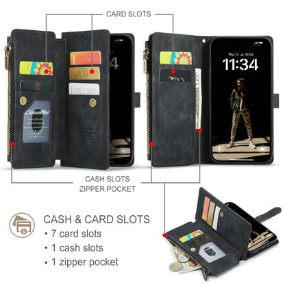For iPhone 17 CaseMe C30 Card Slots Zipper Wallet Leather Phone Case(Black) - iPhone 17 Cases by CaseMe | Online Shopping UK | buy2fix