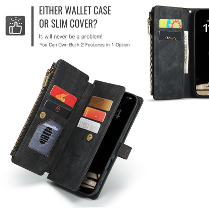 For iPhone 17 CaseMe C30 Card Slots Zipper Wallet Leather Phone Case(Black) - iPhone 17 Cases by CaseMe | Online Shopping UK | buy2fix
