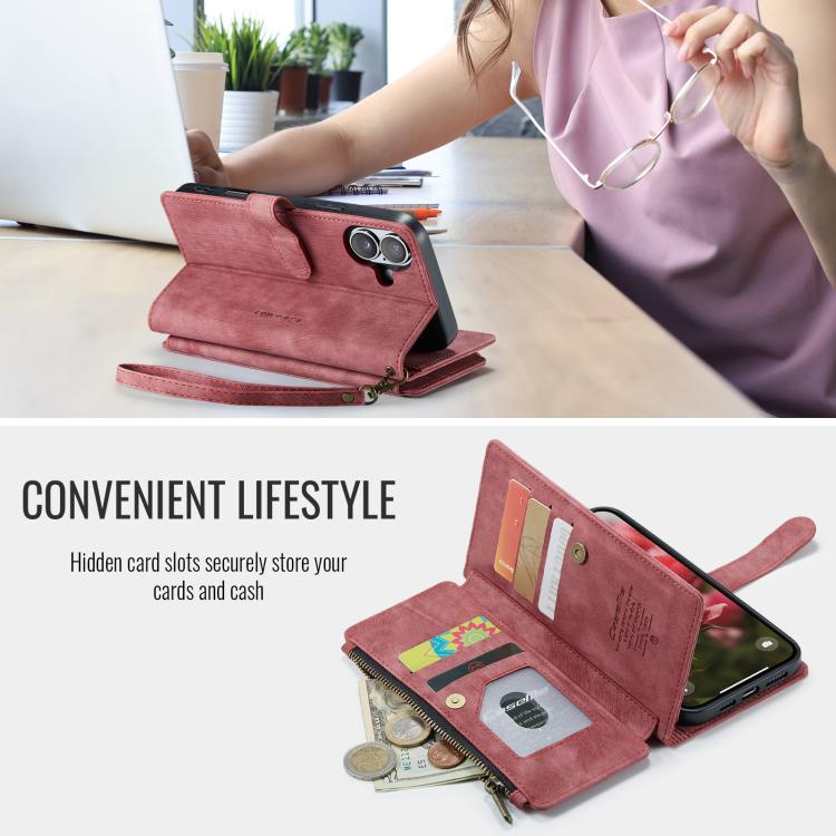 For iPhone 17 CaseMe C30 Card Slots Zipper Wallet Leather Phone Case(Red) - iPhone 17 Cases by CaseMe | Online Shopping UK | buy2fix