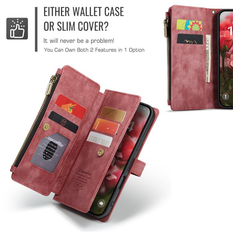 For iPhone 17 CaseMe C30 Card Slots Zipper Wallet Leather Phone Case(Red) - iPhone 17 Cases by CaseMe | Online Shopping UK | buy2fix