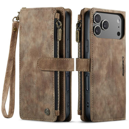 For iPhone 17 Pro CaseMe C30 Card Slots Zipper Wallet Leather Phone Case(Brown) - iPhone 17 Pro Cases by CaseMe | Online Shopping UK | buy2fix