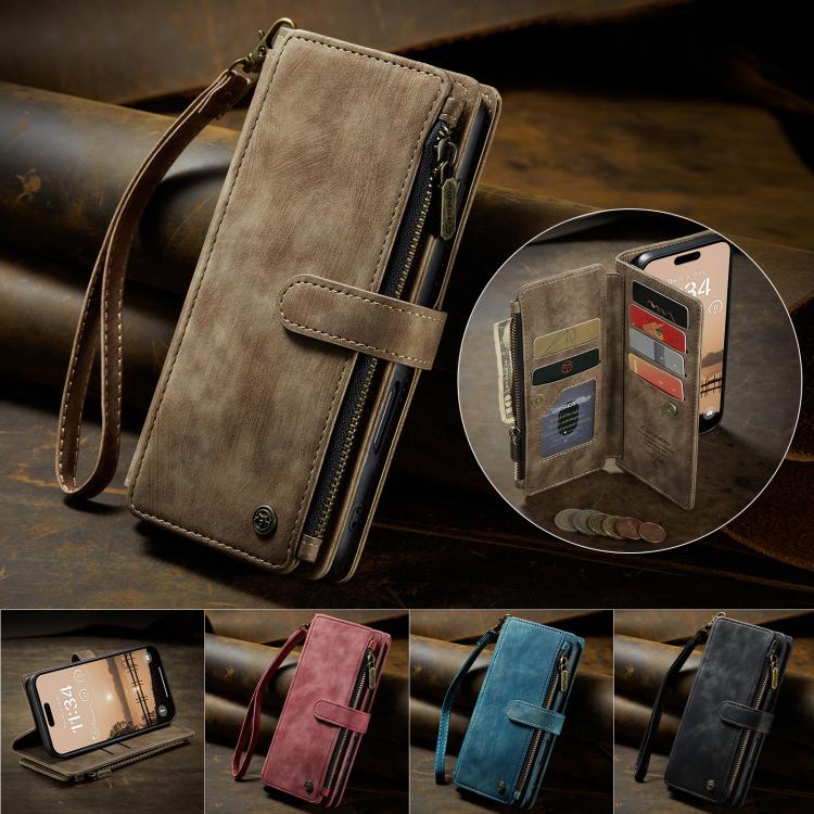 For iPhone 17 Pro CaseMe C30 Card Slots Zipper Wallet Leather Phone Case(Brown) - iPhone 17 Pro Cases by CaseMe | Online Shopping UK | buy2fix