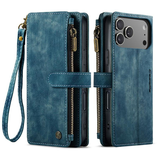 For iPhone 17 Pro CaseMe C30 Card Slots Zipper Wallet Leather Phone Case(Blue) - iPhone 17 Pro Cases by CaseMe | Online Shopping UK | buy2fix