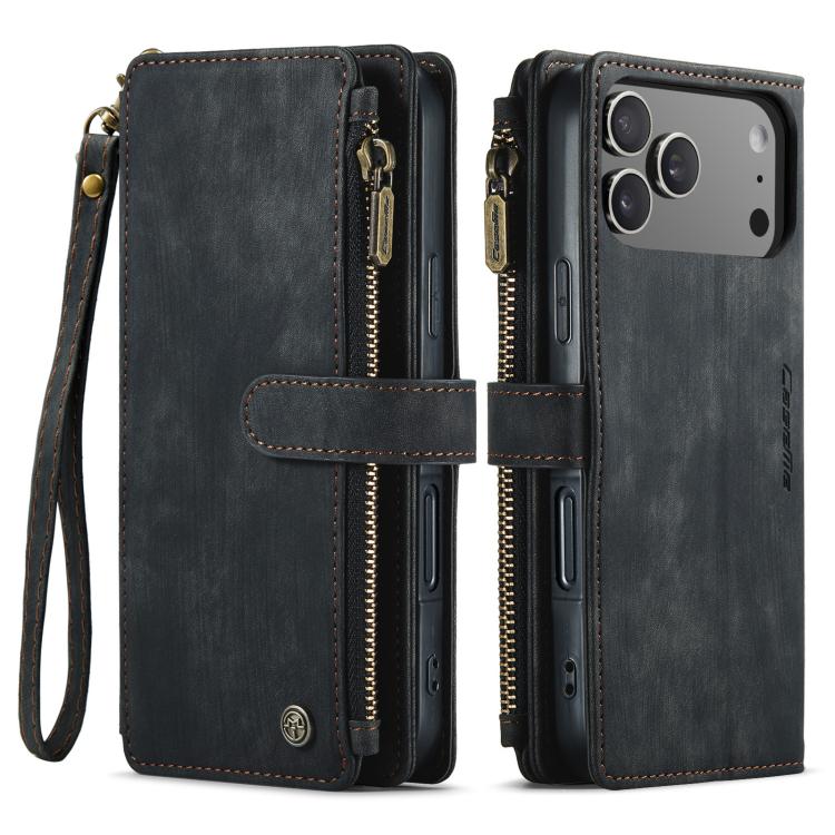 For iPhone 17 Pro CaseMe C30 Card Slots Zipper Wallet Leather Phone Case(Black) - iPhone 17 Pro Cases by CaseMe | Online Shopping UK | buy2fix
