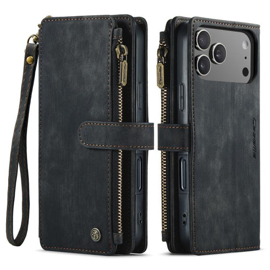 For iPhone 17 Pro CaseMe C30 Card Slots Zipper Wallet Leather Phone Case(Black) - iPhone 17 Pro Cases by CaseMe | Online Shopping UK | buy2fix